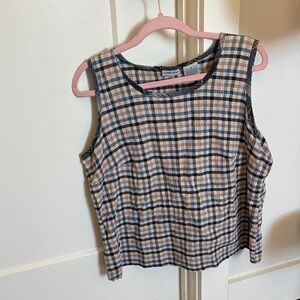 Cabin Creek Blue and Tan Plaid Tank Top